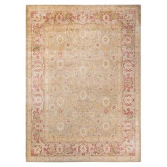One of a Kind Hand Knotted Traditional Oriental Mogul Light Gray Area Rug 