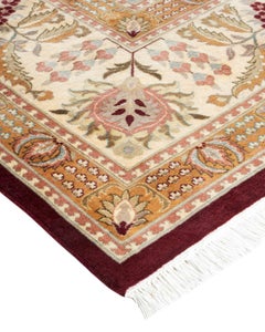 One of a Kind Hand Knotted Traditional Oriental Mogul Orange Area Rug