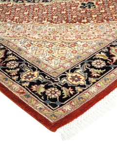 Einzigartiger, handgeknpfter, traditioneller Orientalischer Mogul-Teppich in Orange