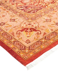 Einzigartiger, handgeknpfter, traditioneller Orientalischer Mogul-Teppich in Orange