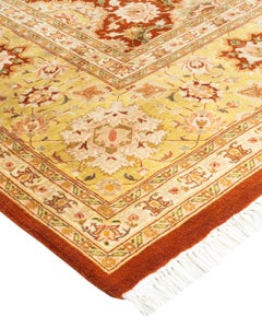 Einzigartiger, handgeknpfter, traditioneller Orientalischer Mogul-Teppich in Orange