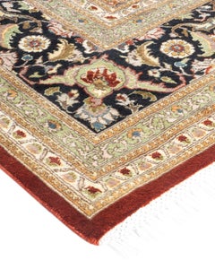 One of a Kind Hand Knotted Traditional Oriental Mogul Orange Area Rug