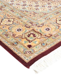 Einzigartiger, handgeknpfter, traditioneller Orientalischer Mogul-Teppich in Orange