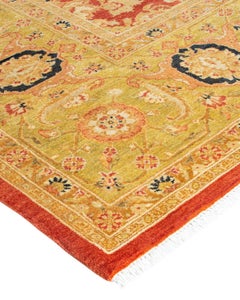One of Kind Hand Knotted Traditional Oriental Mogul Orange Area Rug