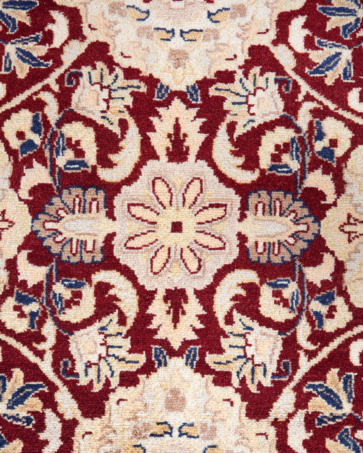 Alfombra única anudada a mano Mogul Oriental Tradicional Naranja Pakistaní en venta