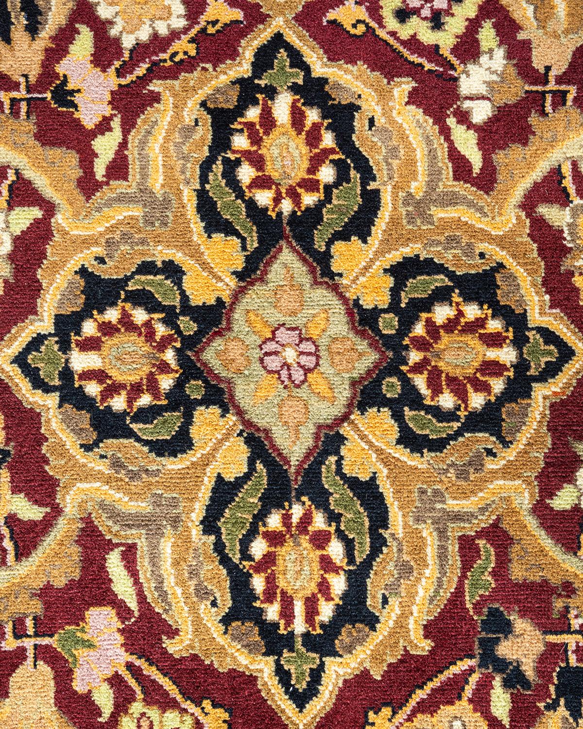 Pakistani One of a Kind Hand Knotted Traditional Oriental Mogul Orange Area Rug For Sale