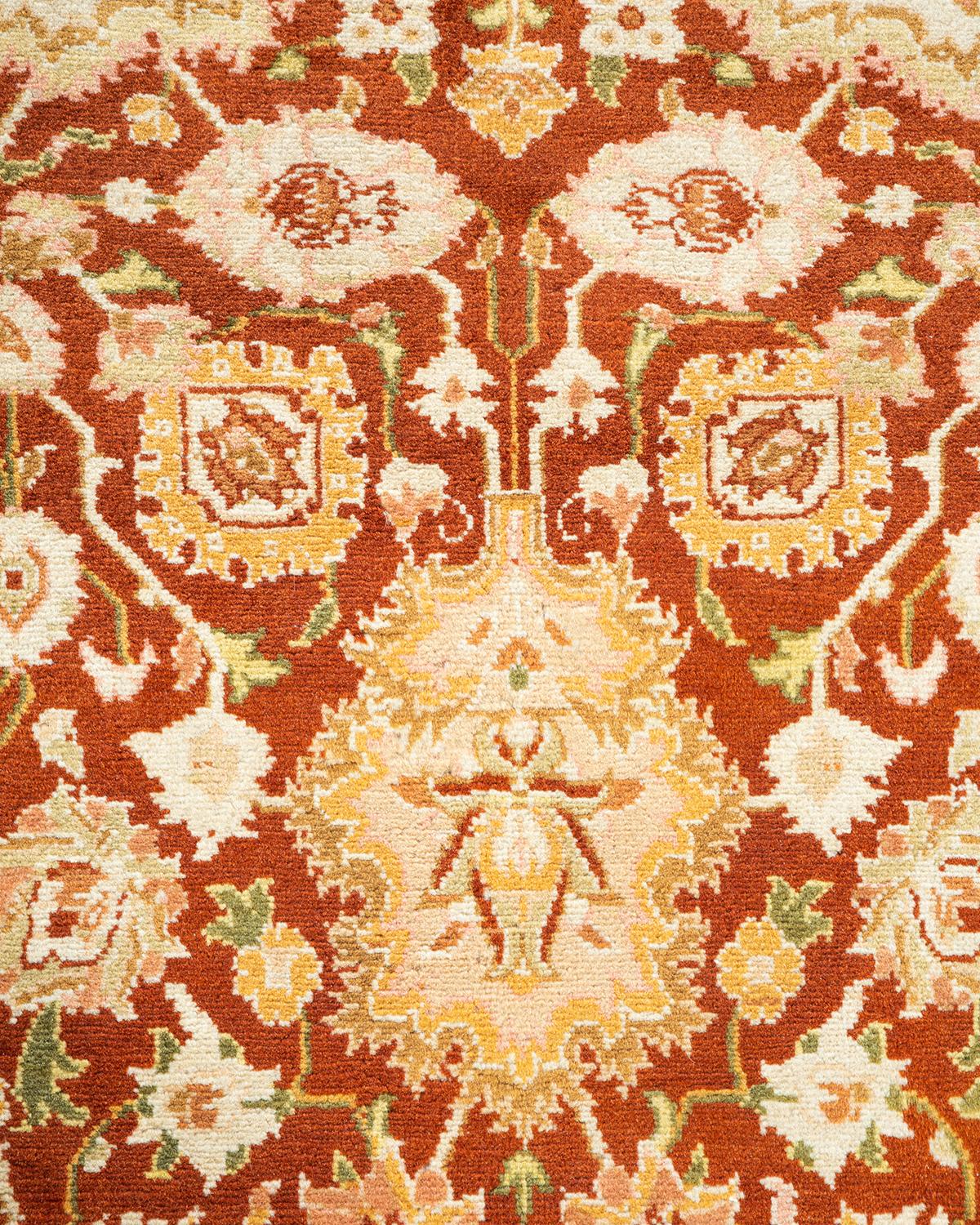 Einzigartiger, handgeknpfter, traditioneller Orientalischer Mogul-Teppich in Orange (Pakistanisch) im Angebot