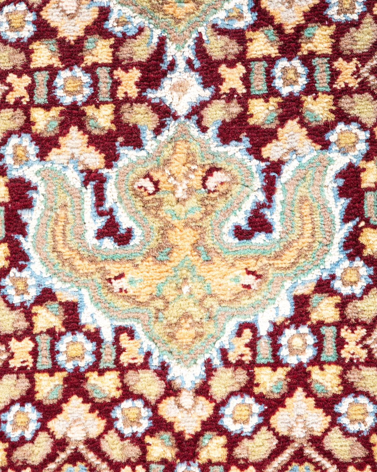 Pakistani One of a Kind Hand Knotted Traditional Oriental Mogul Orange Area Rug For Sale