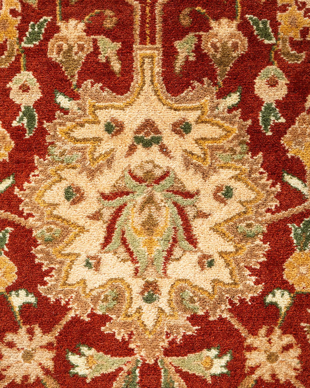 Pakistani One of a Kind Hand Knotted Traditional Oriental Mogul Orange Area Rug For Sale