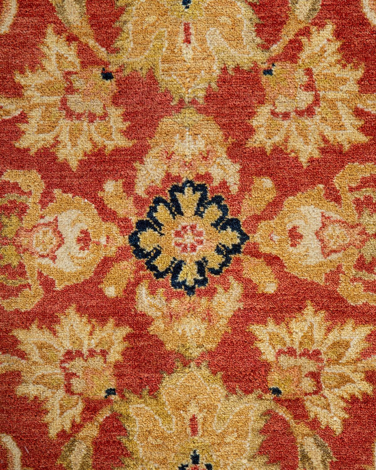 Alfombra Tradicional Oriental Mogul Naranja Anudada a Mano, Única en su Género Pakistaní en venta