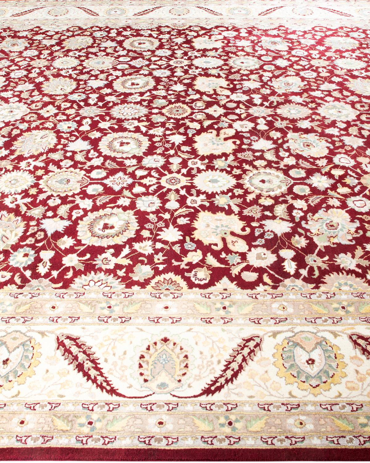 Einzigartiger, handgeknpfter, traditioneller Orientalischer Mogul-Teppich in Orange im Zustand „Neu“ im Angebot in Norwalk, CT