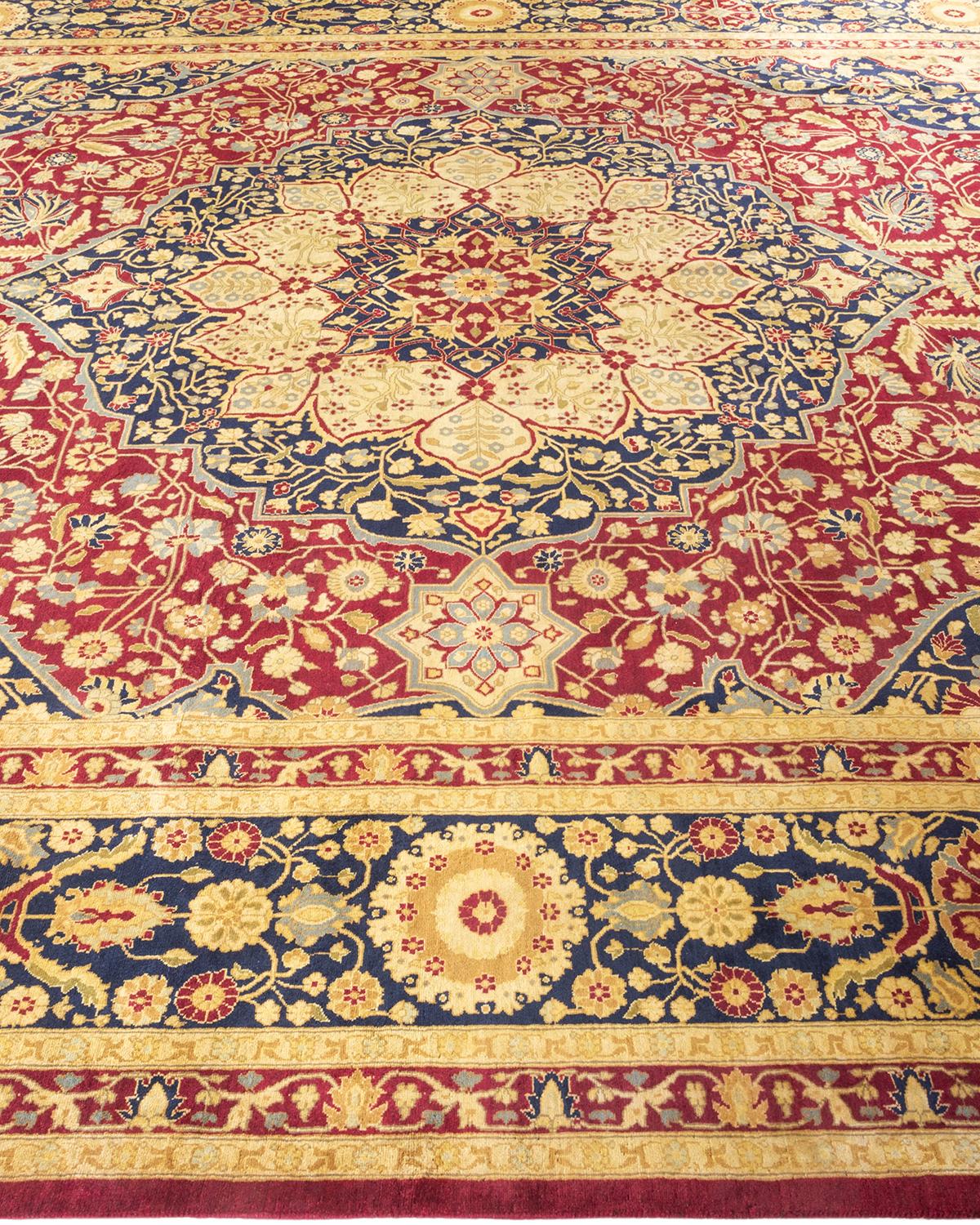 Einzigartiger, handgeknpfter, traditioneller Orientalischer Mogul-Teppich in Orange im Zustand „Neu“ im Angebot in Norwalk, CT
