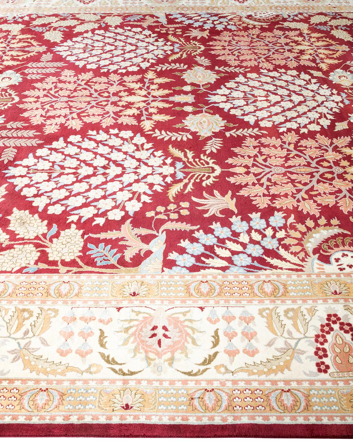Einzigartiger, handgeknpfter, traditioneller Orientalischer Mogul-Teppich in Orange im Zustand „Neu“ im Angebot in Norwalk, CT