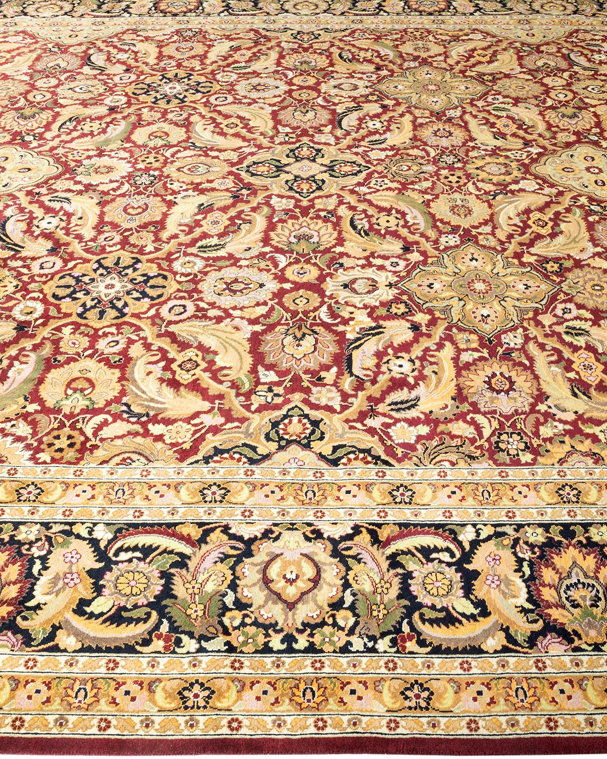 One of a Kind Hand Knotted Traditional Oriental Mogul Orange Area Rug In New Condition For Sale In Norwalk, CT