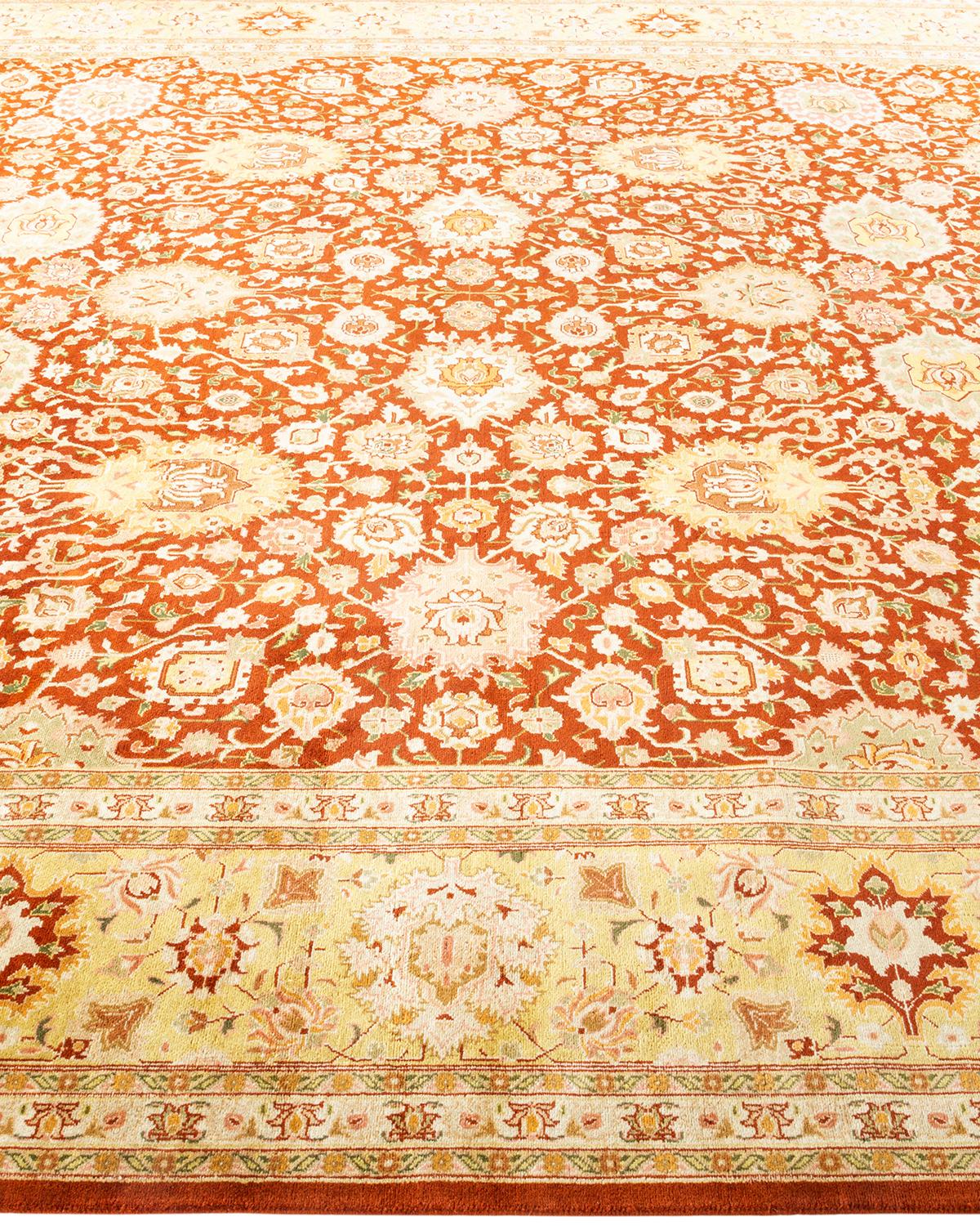 Tapis traditionnel oriental Mogul orange, unique en son genre, nou  la main. Neuf - En vente à Norwalk, CT