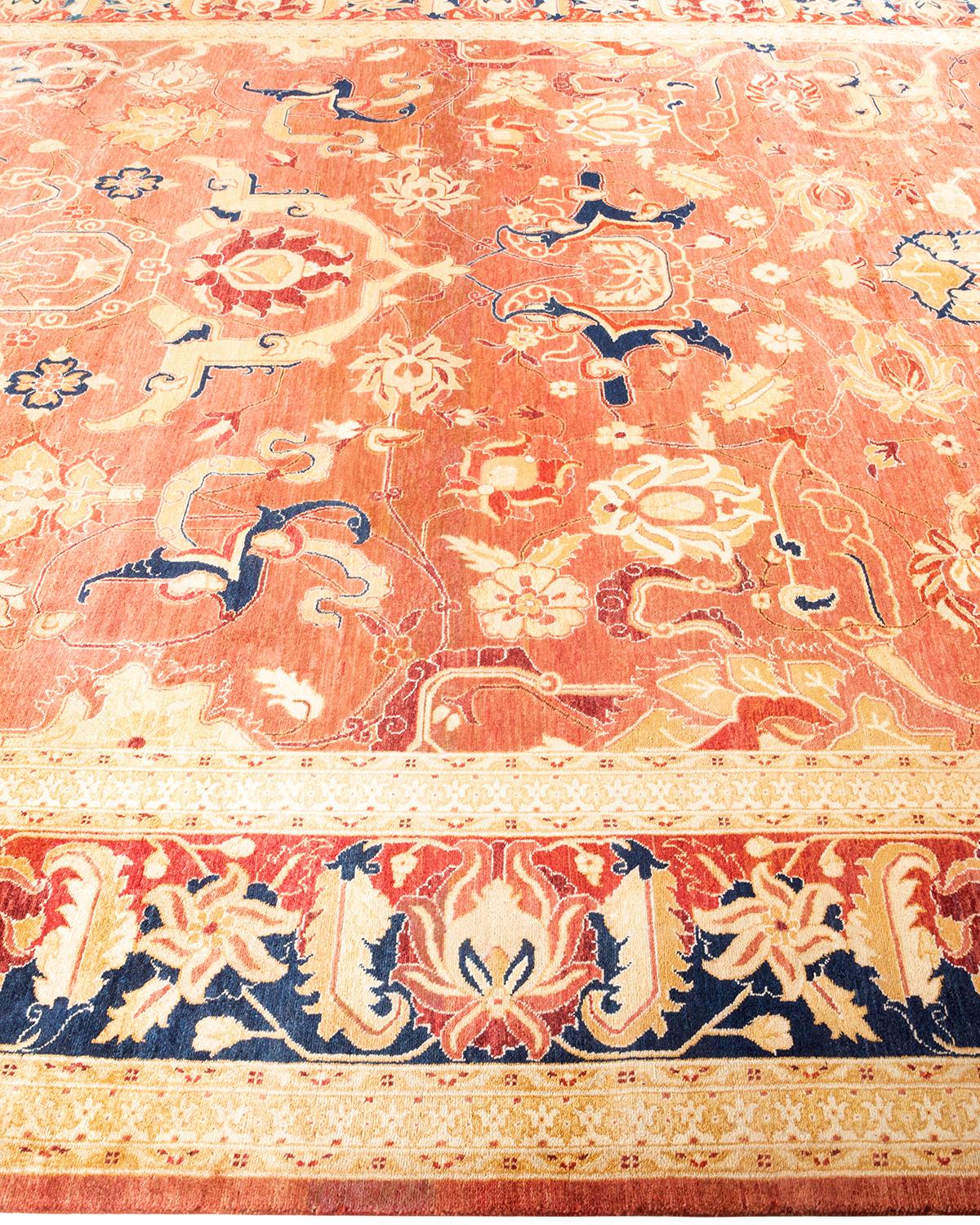 Alfombra única anudada a mano Mogul Oriental Tradicional Naranja en Nuevo estado para la venta en Norwalk, CT