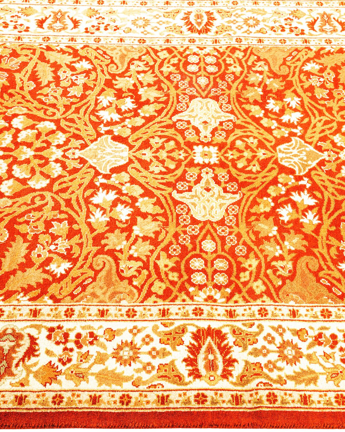 One of a Kind Hand Knotted Traditional Oriental Mogul Orange Area Rug In New Condition For Sale In Norwalk, CT