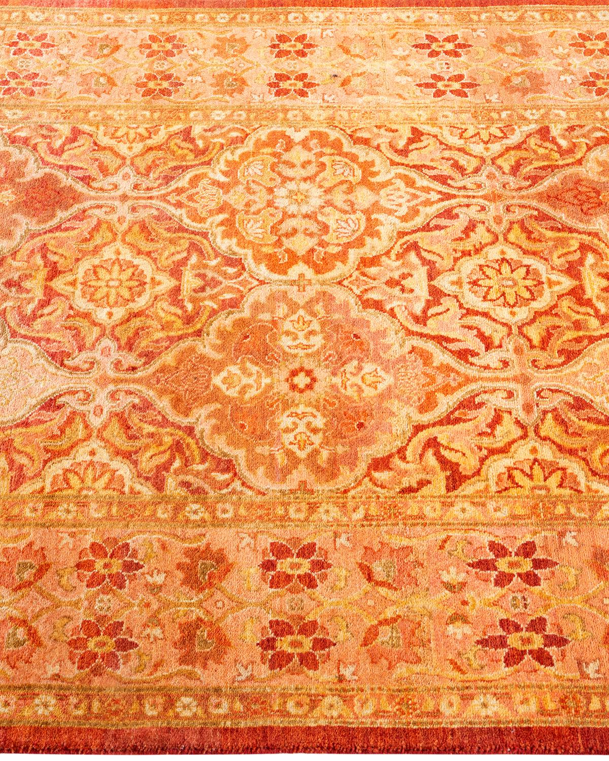 One of a Kind Hand Knotted Traditional Oriental Mogul Orange Area Rug In New Condition In Norwalk, CT