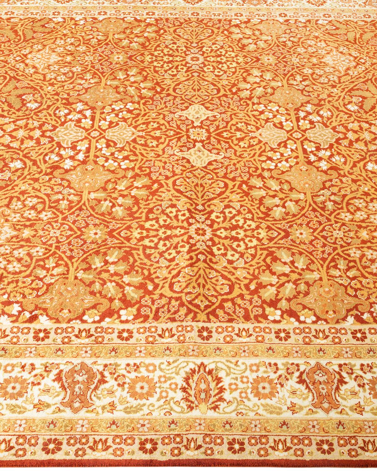 Tapis traditionnel oriental Mogul orange, unique en son genre, nou  la main. Neuf - En vente à Norwalk, CT