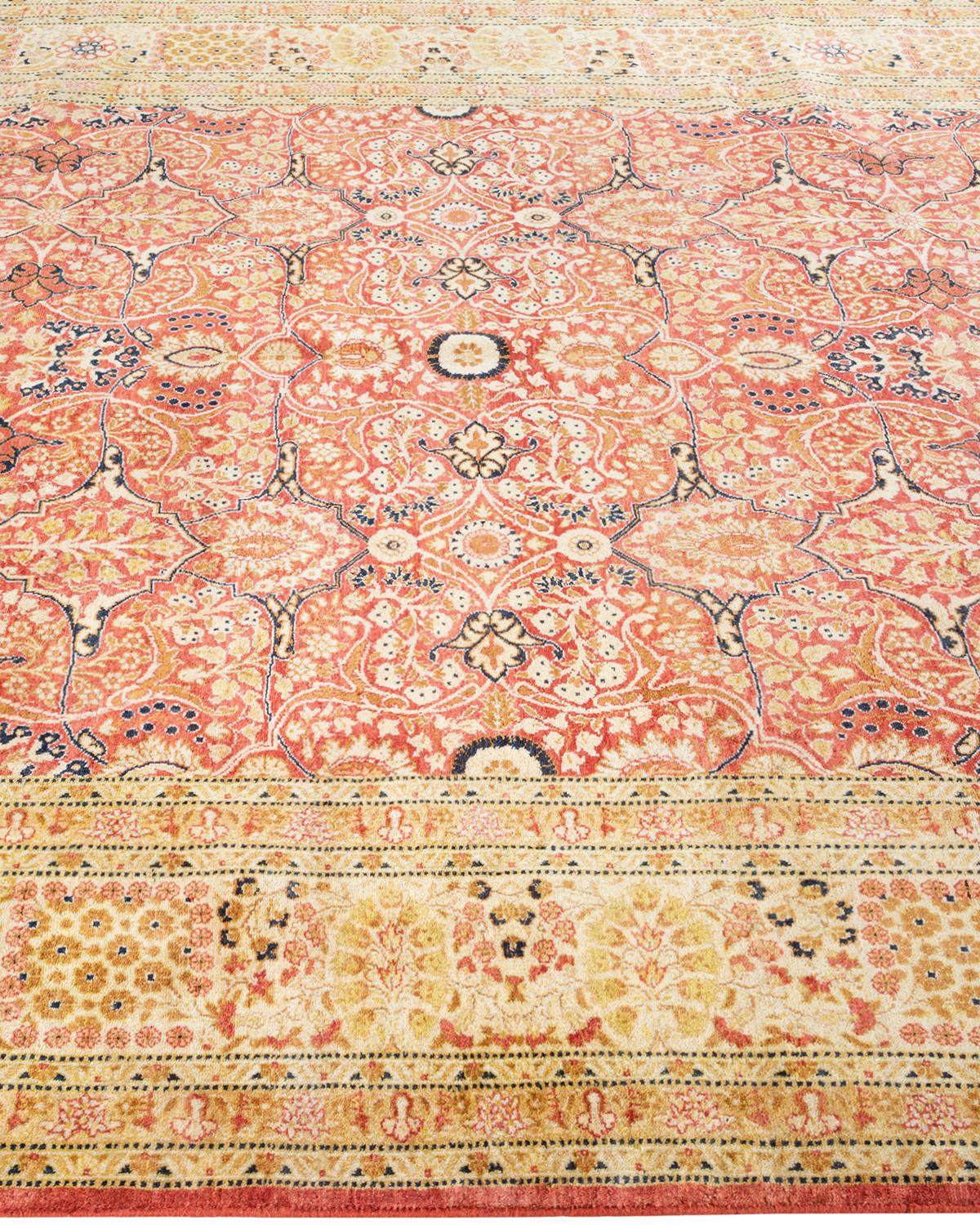 One of a Kind Hand Knotted Traditional Oriental Mogul Orange Area Rug In New Condition For Sale In Norwalk, CT