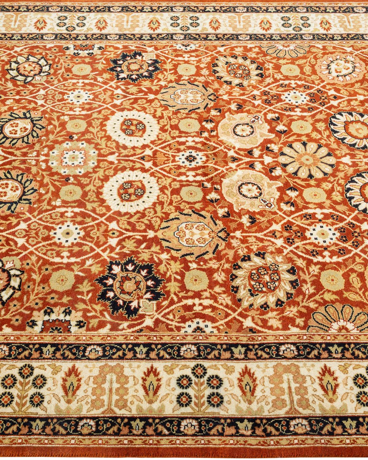 One of a Kind Hand Knotted Traditional Oriental Mogul Orange Area Rug In New Condition For Sale In Norwalk, CT