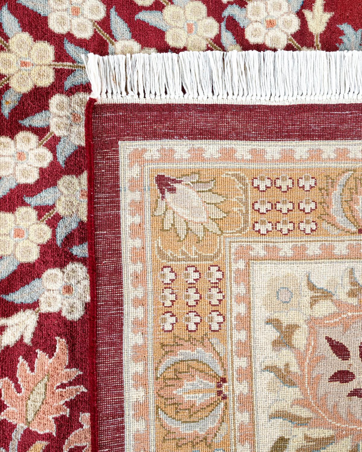 Einzigartiger, handgeknpfter, traditioneller Orientalischer Mogul-Teppich in Orange (21. Jahrhundert und zeitgenössisch) im Angebot