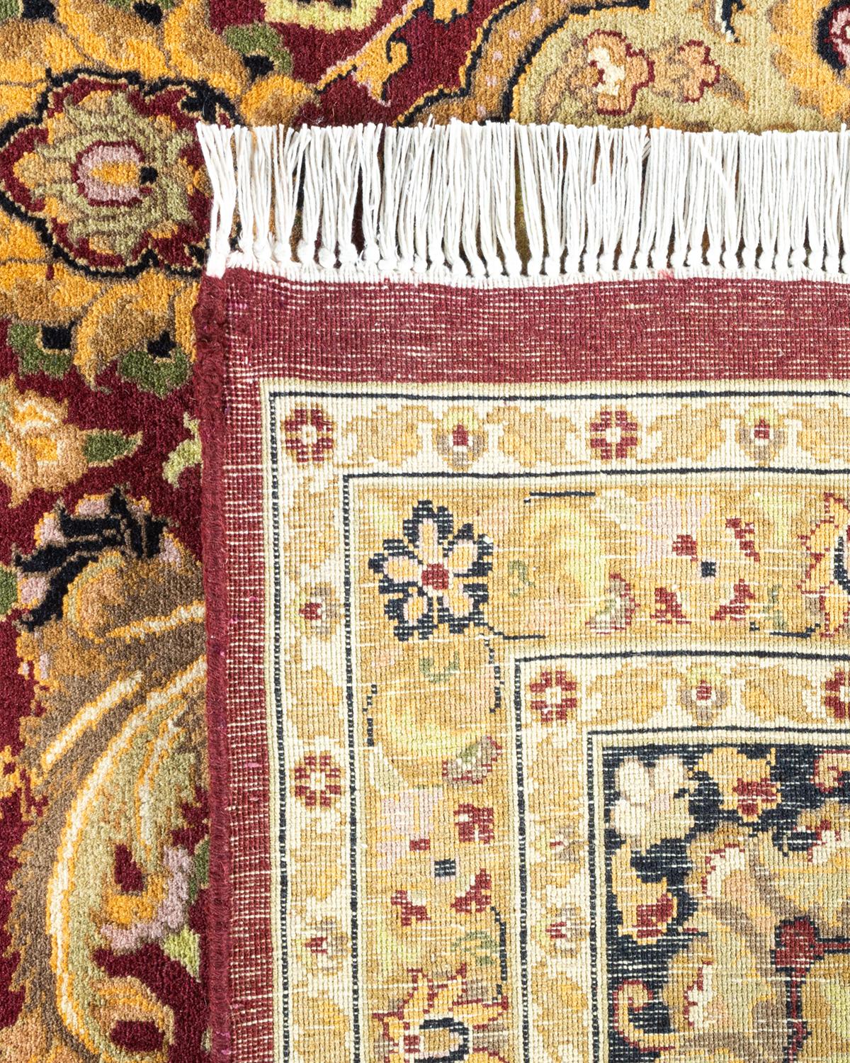 Contemporary One of a Kind Hand Knotted Traditional Oriental Mogul Orange Area Rug For Sale