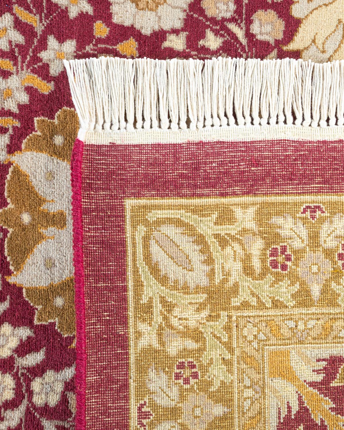 Contemporary One of a Kind Hand Knotted Traditional Oriental Mogul Orange Area Rug For Sale