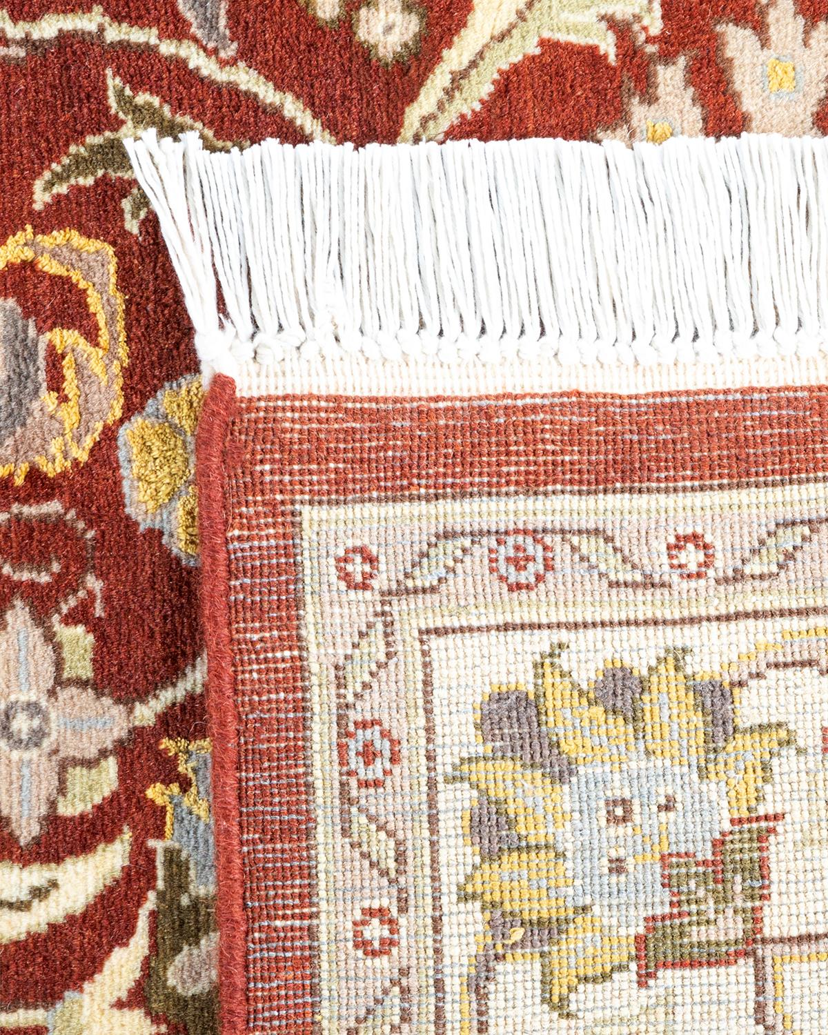 Contemporary One of a Kind Hand Knotted Traditional Oriental Mogul Orange Area Rug For Sale