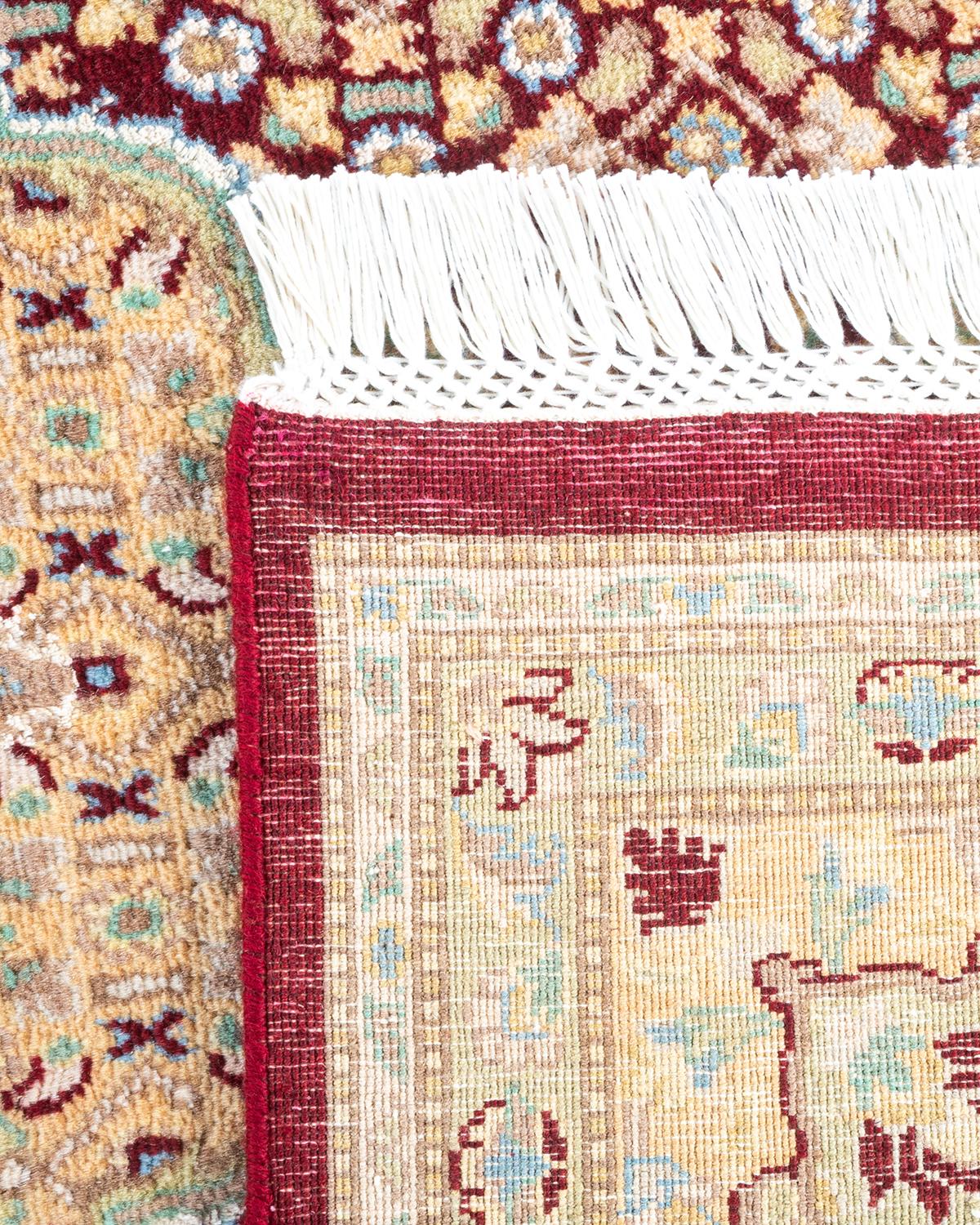 Contemporary One of a Kind Hand Knotted Traditional Oriental Mogul Orange Area Rug For Sale