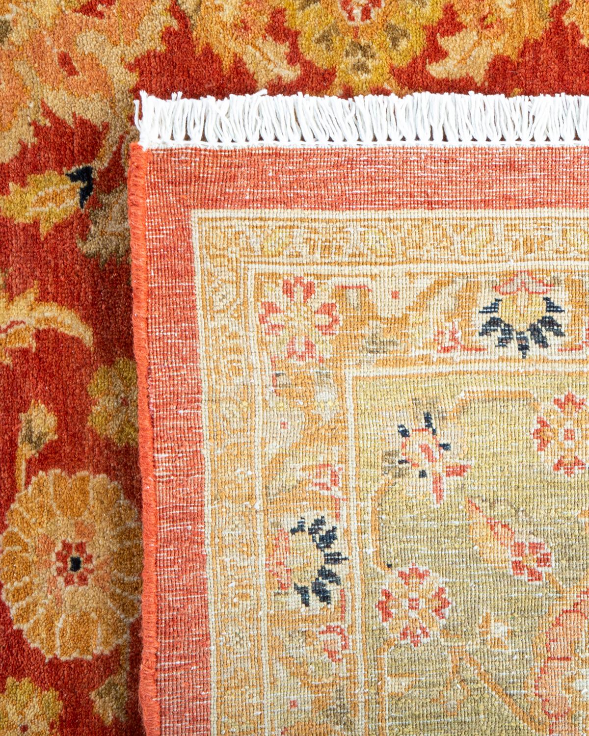 Alfombra Tradicional Oriental Mogul Naranja Anudada a Mano, Única en su Género Siglo XXI y contemporáneo en venta