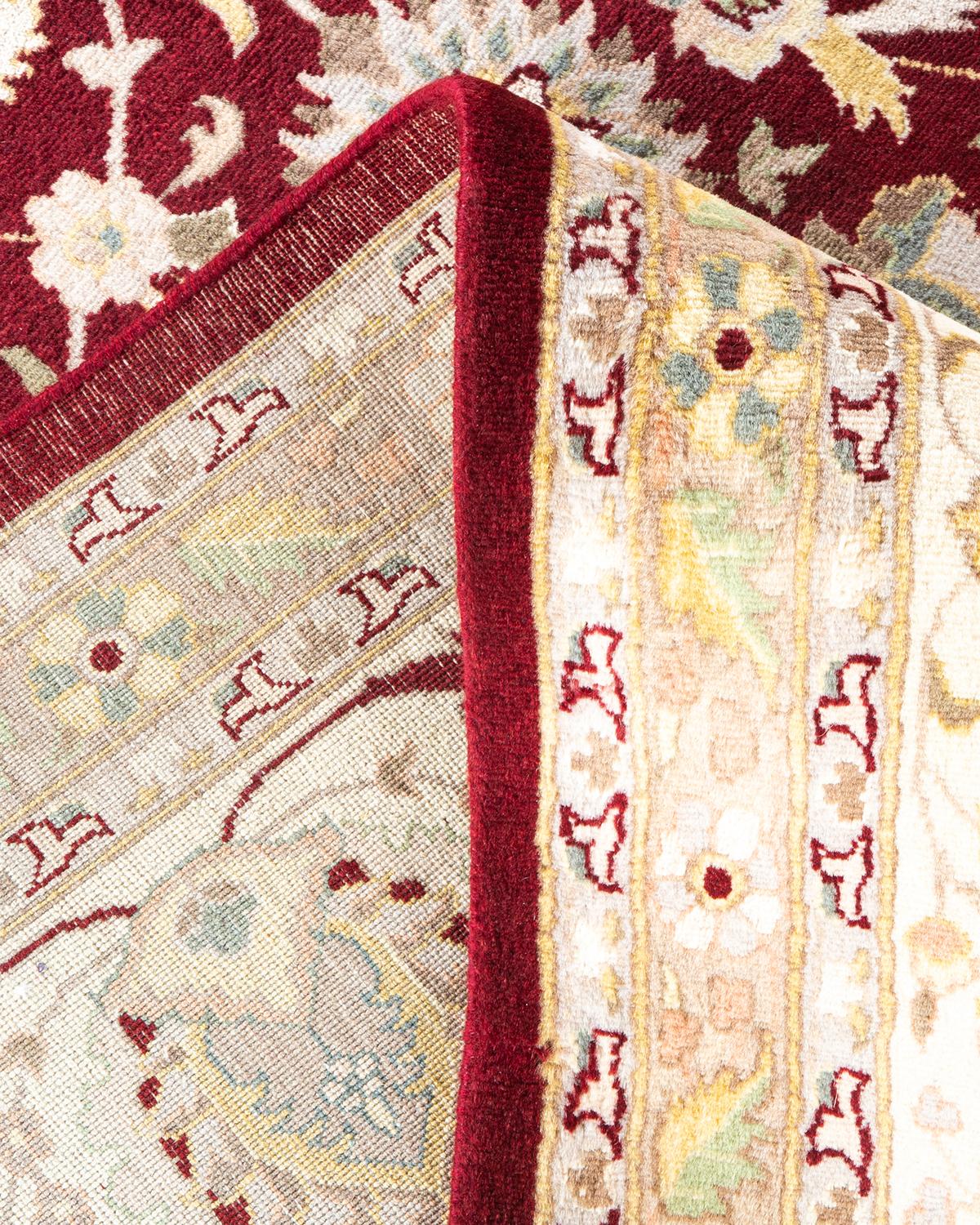 Einzigartiger, handgeknpfter, traditioneller Orientalischer Mogul-Teppich in Orange (Wolle) im Angebot