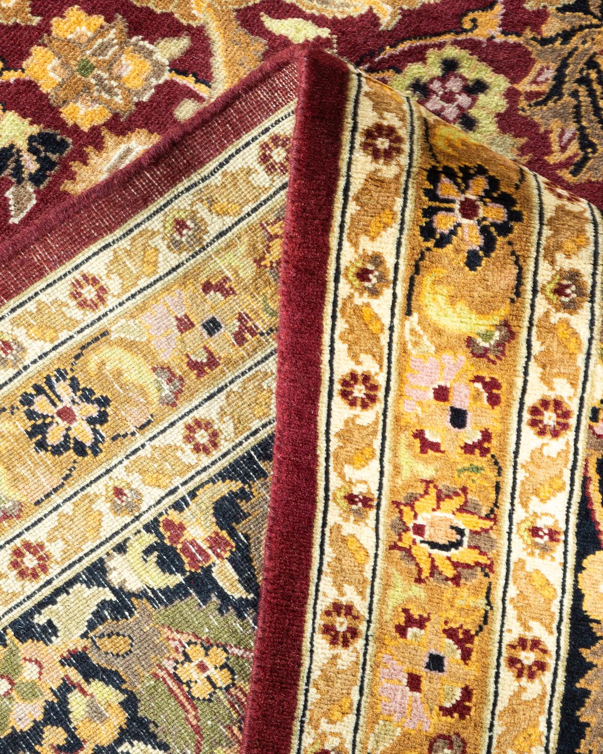 Wool One of a Kind Hand Knotted Traditional Oriental Mogul Orange Area Rug For Sale