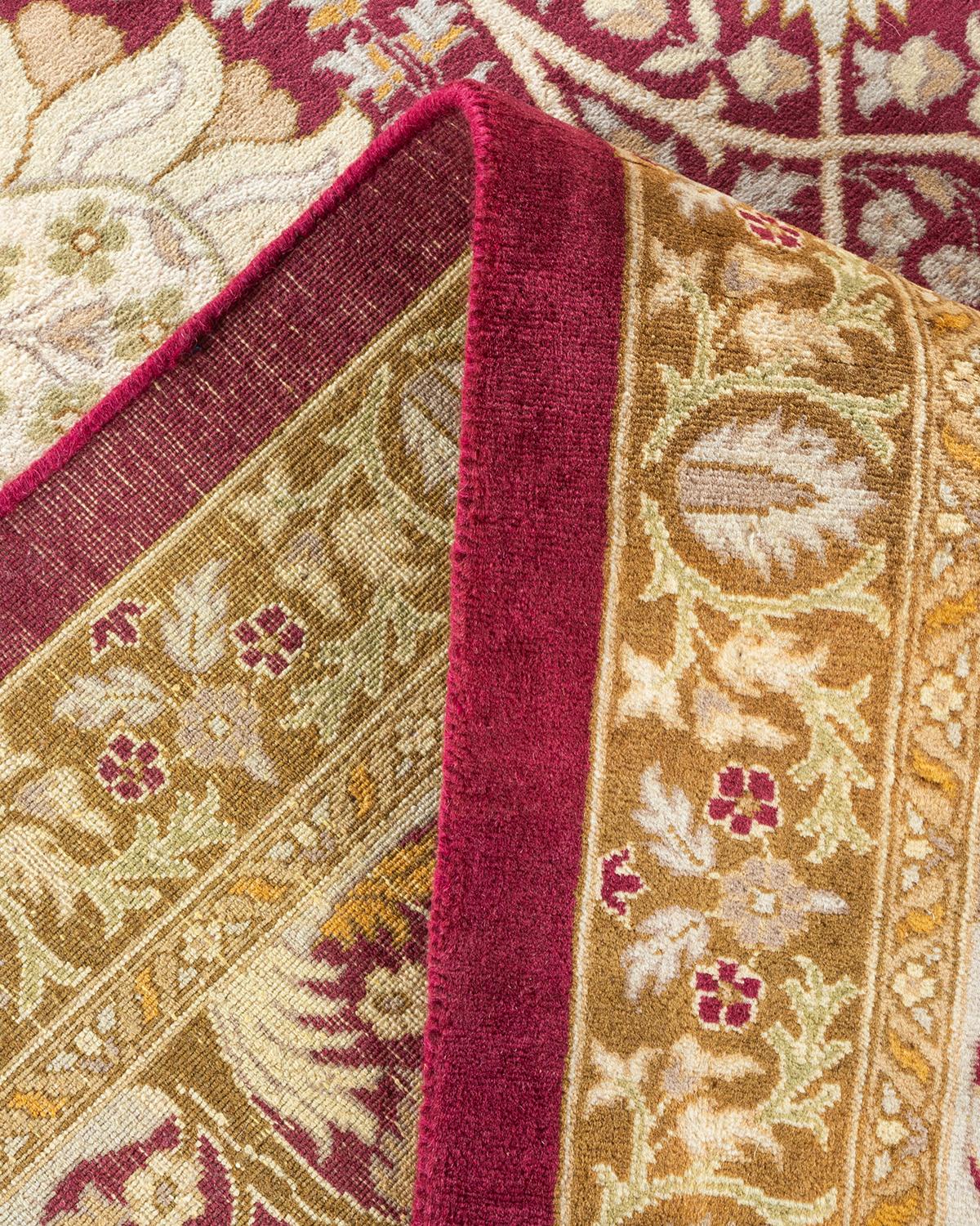 Wool One of a Kind Hand Knotted Traditional Oriental Mogul Orange Area Rug For Sale