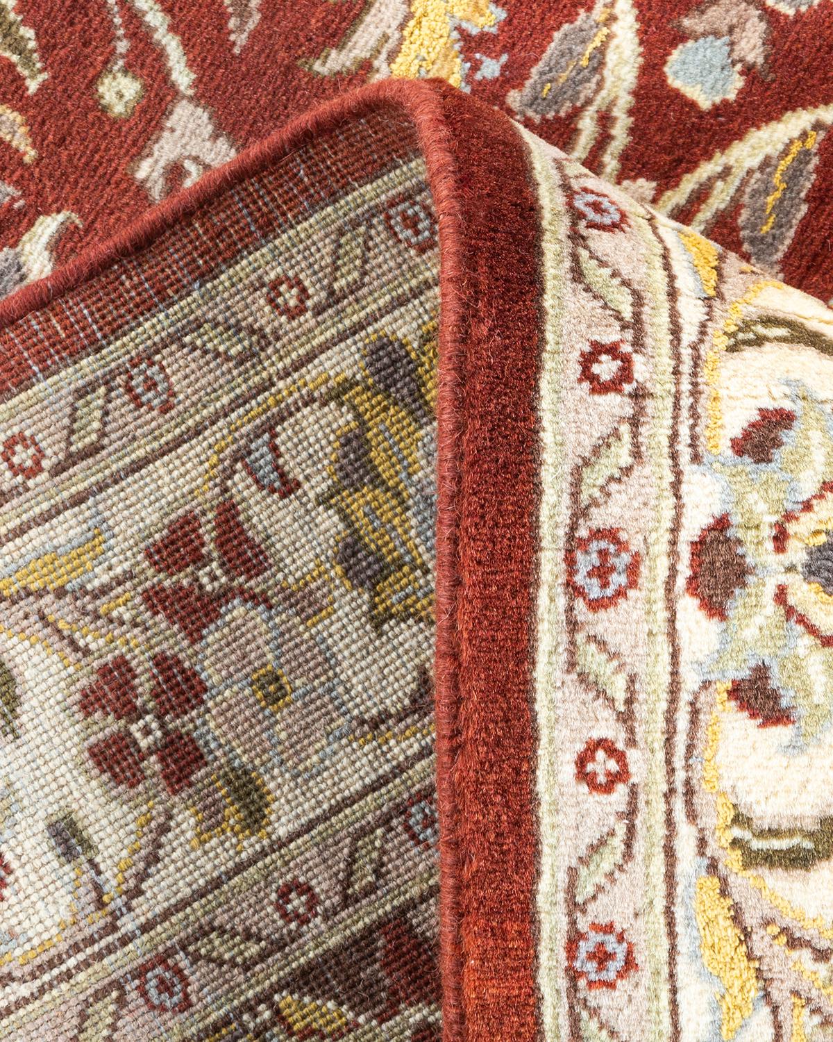 Wool One of a Kind Hand Knotted Traditional Oriental Mogul Orange Area Rug For Sale