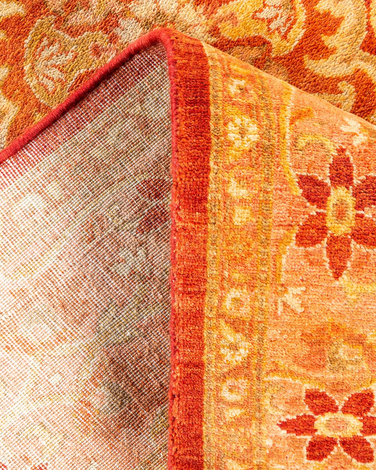 Wool One of a Kind Hand Knotted Traditional Oriental Mogul Orange Area Rug