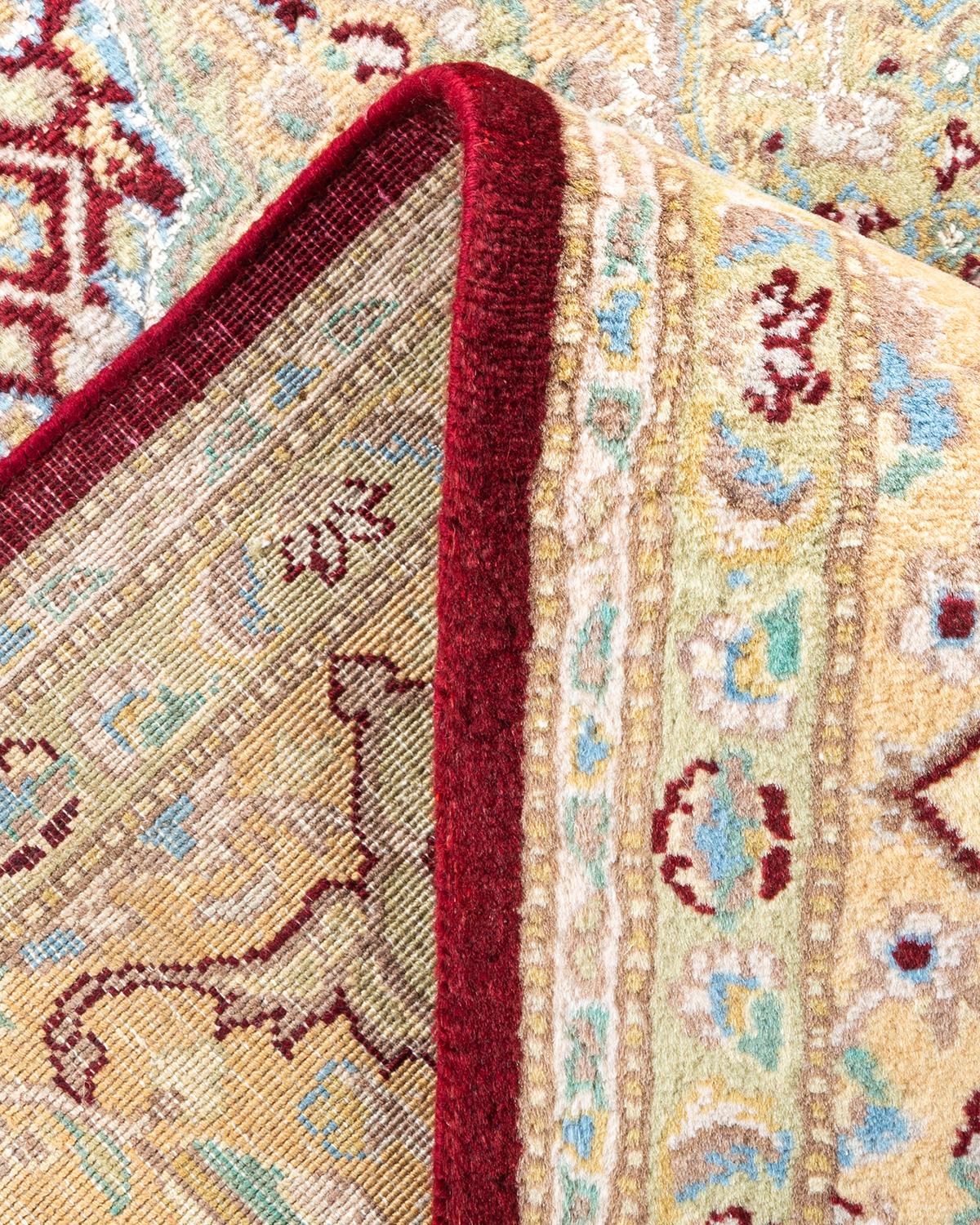 Wool One of a Kind Hand Knotted Traditional Oriental Mogul Orange Area Rug For Sale