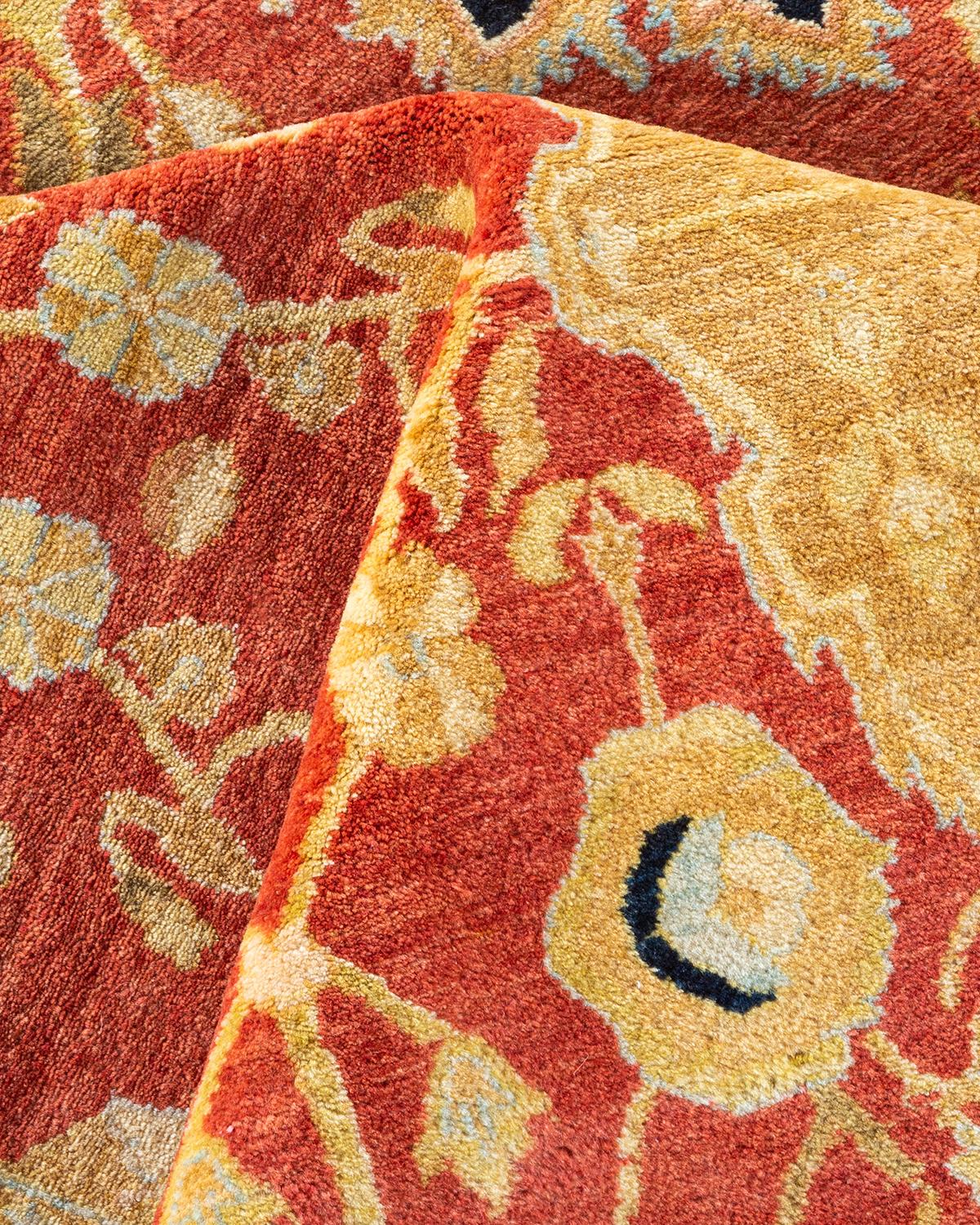 Alfombra única anudada a mano Mogul Oriental Tradicional Naranja en venta 1