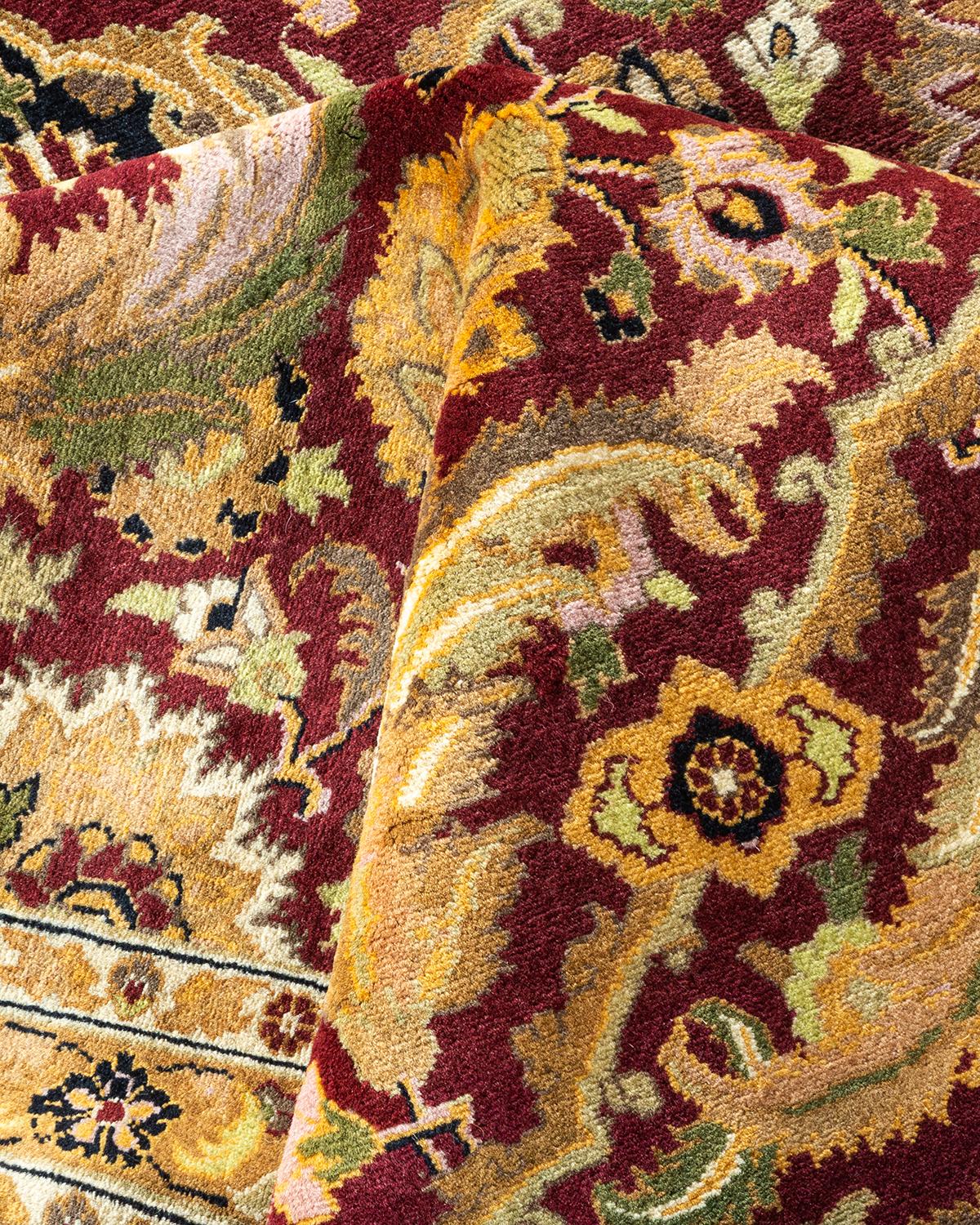 One of a Kind Hand Knotted Traditional Oriental Mogul Orange Area Rug For Sale 1