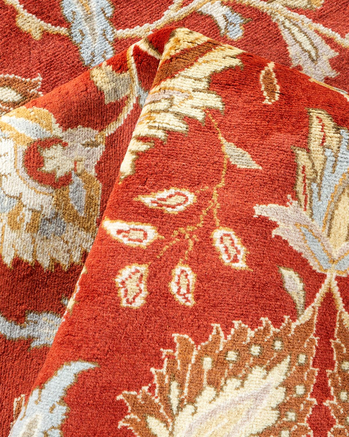 One of a Kind Hand Knotted Traditional Oriental Mogul Orange Area Rug For Sale 1