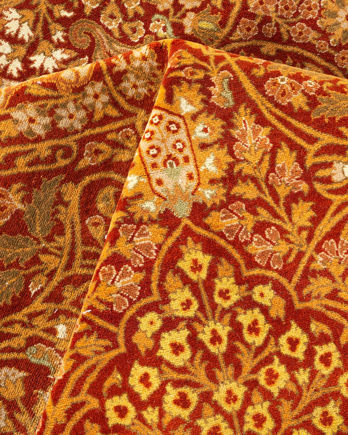 One of a Kind Hand Knotted Traditional Oriental Mogul Orange Area Rug For Sale 1
