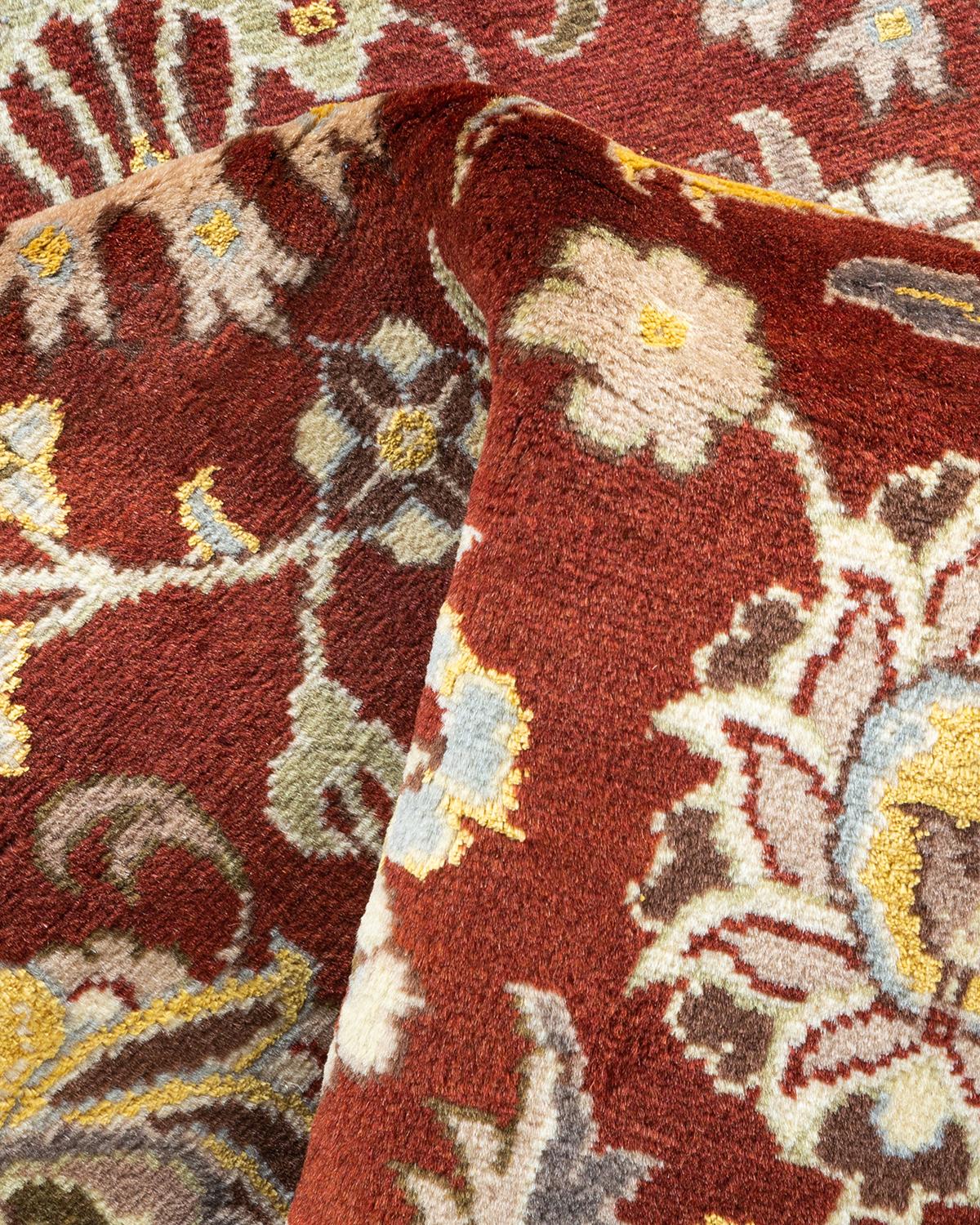 One of a Kind Hand Knotted Traditional Oriental Mogul Orange Area Rug For Sale 1