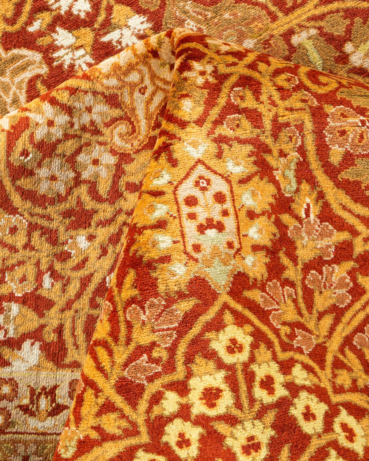 Tapis traditionnel oriental Mogul orange, unique en son genre, nou  la main. en vente 1
