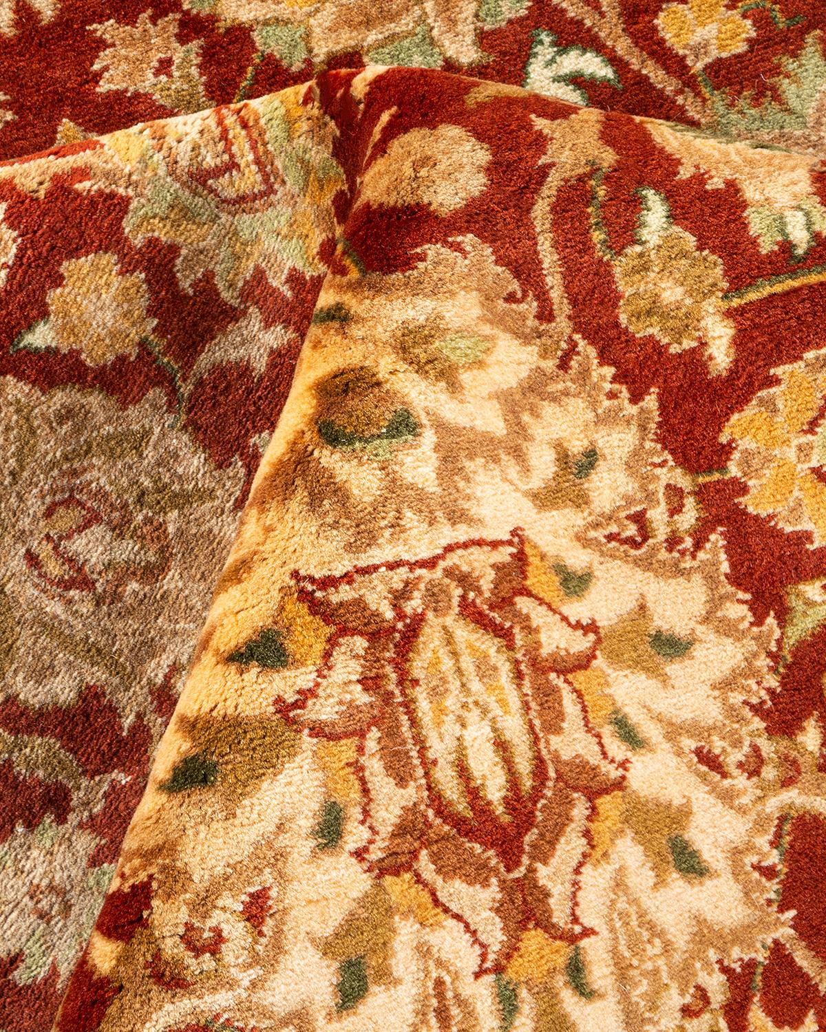 One of a Kind Hand Knotted Traditional Oriental Mogul Orange Area Rug For Sale 1