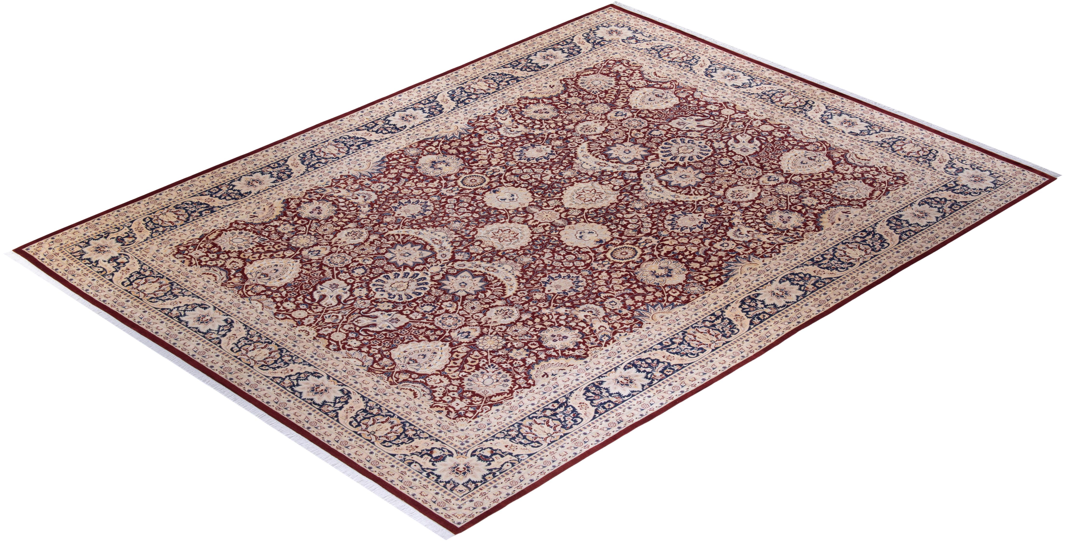Alfombra única anudada a mano Mogul Oriental Tradicional Naranja en venta 2