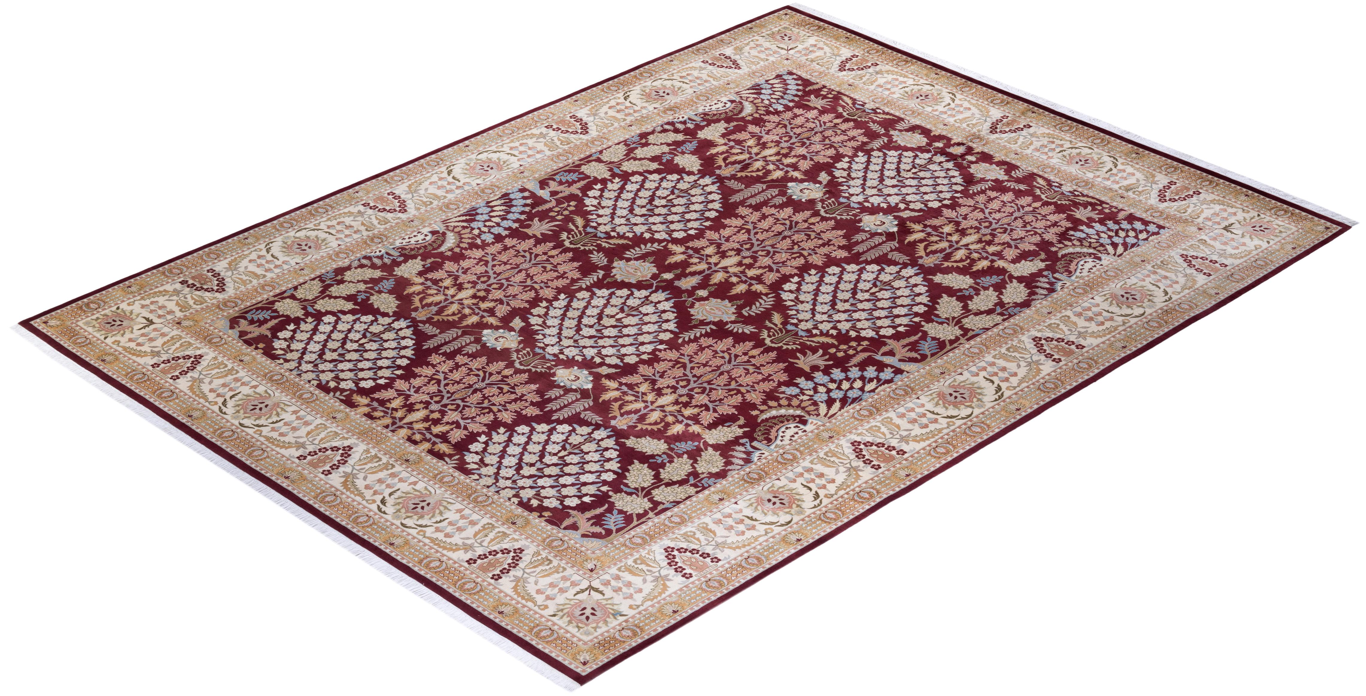Einzigartiger, handgeknpfter, traditioneller Orientalischer Mogul-Teppich in Orange im Angebot 2