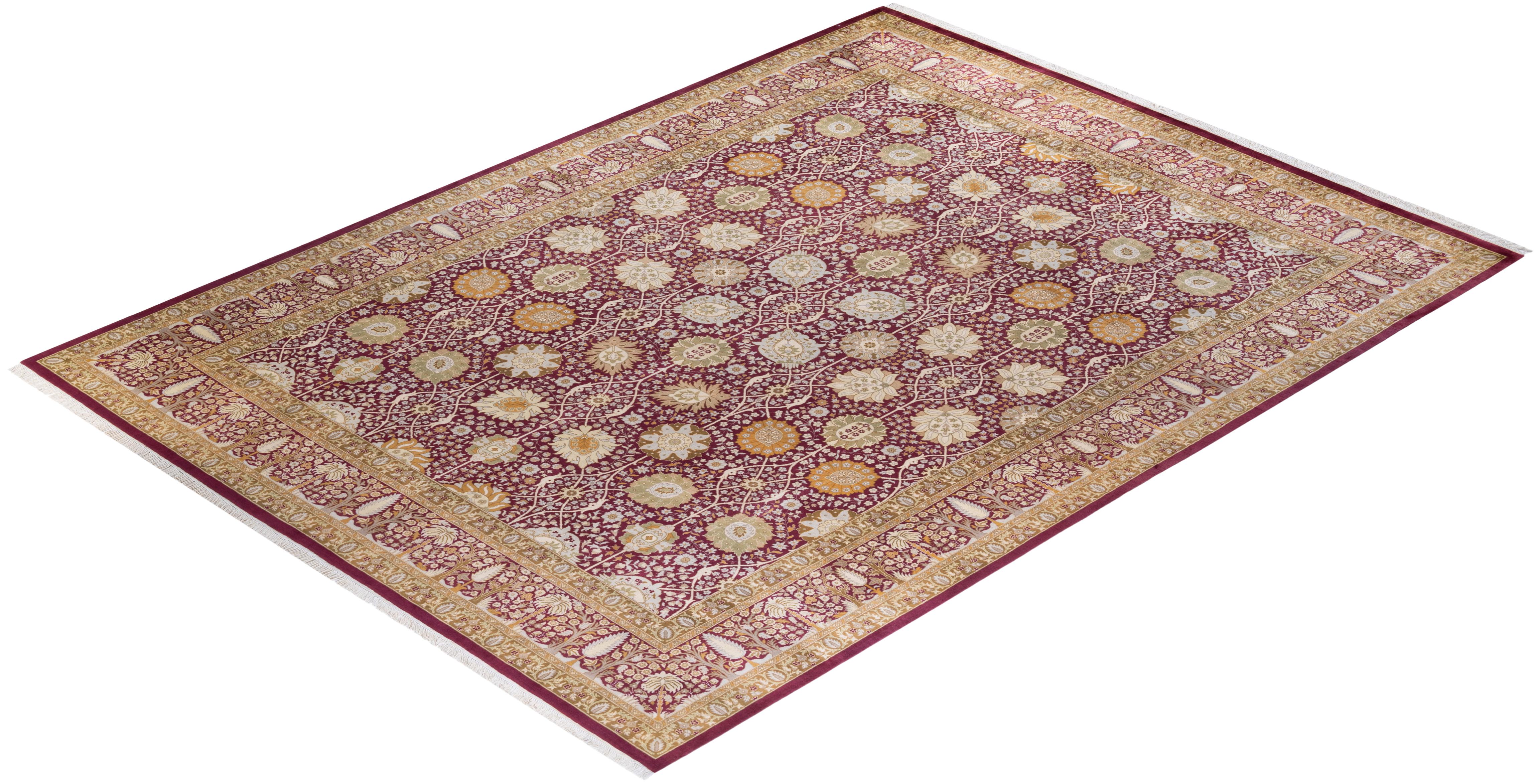 One of a Kind Hand Knotted Traditional Oriental Mogul Orange Area Rug For Sale 2
