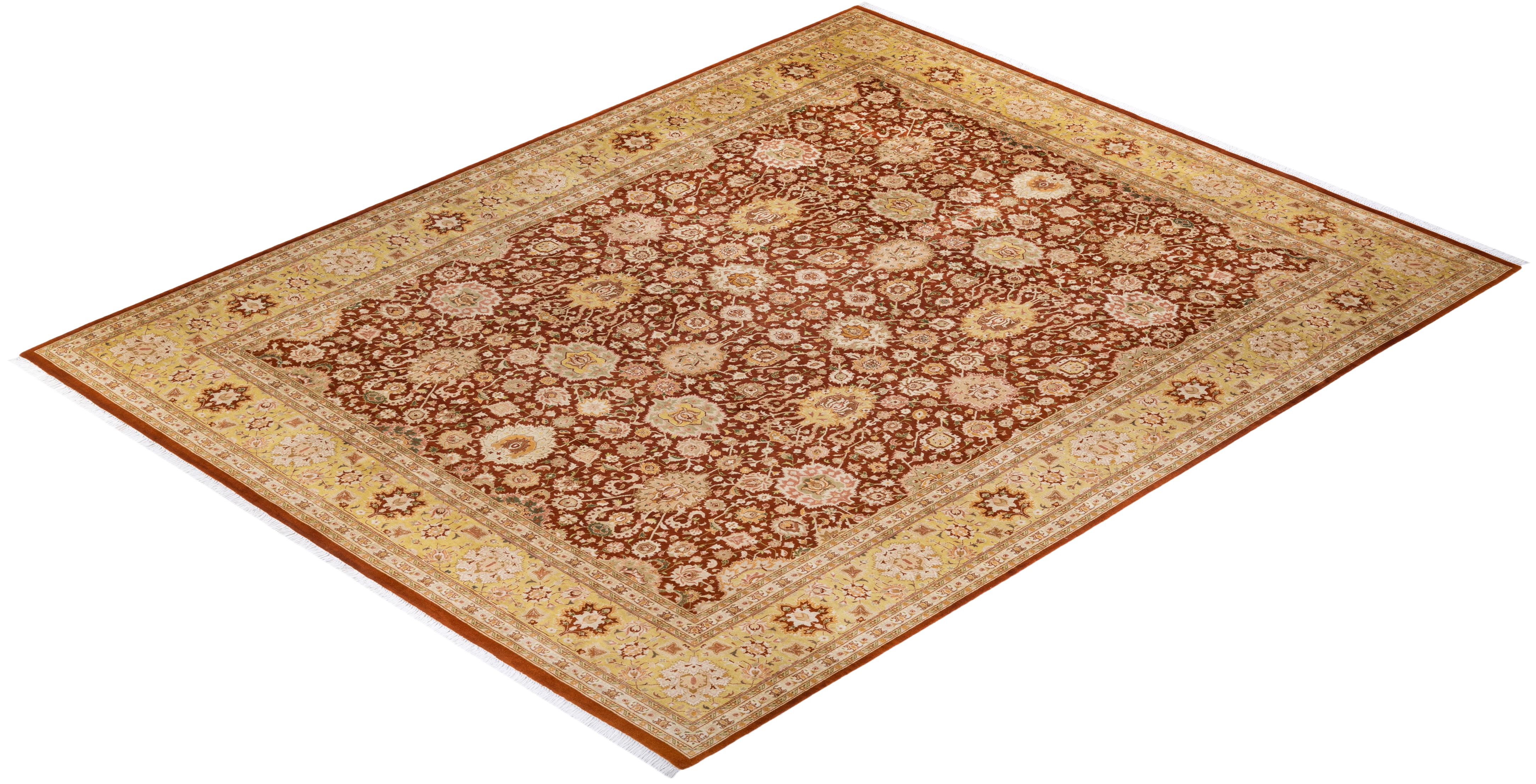 Tapis traditionnel oriental Mogul orange, unique en son genre, nou  la main. en vente 2
