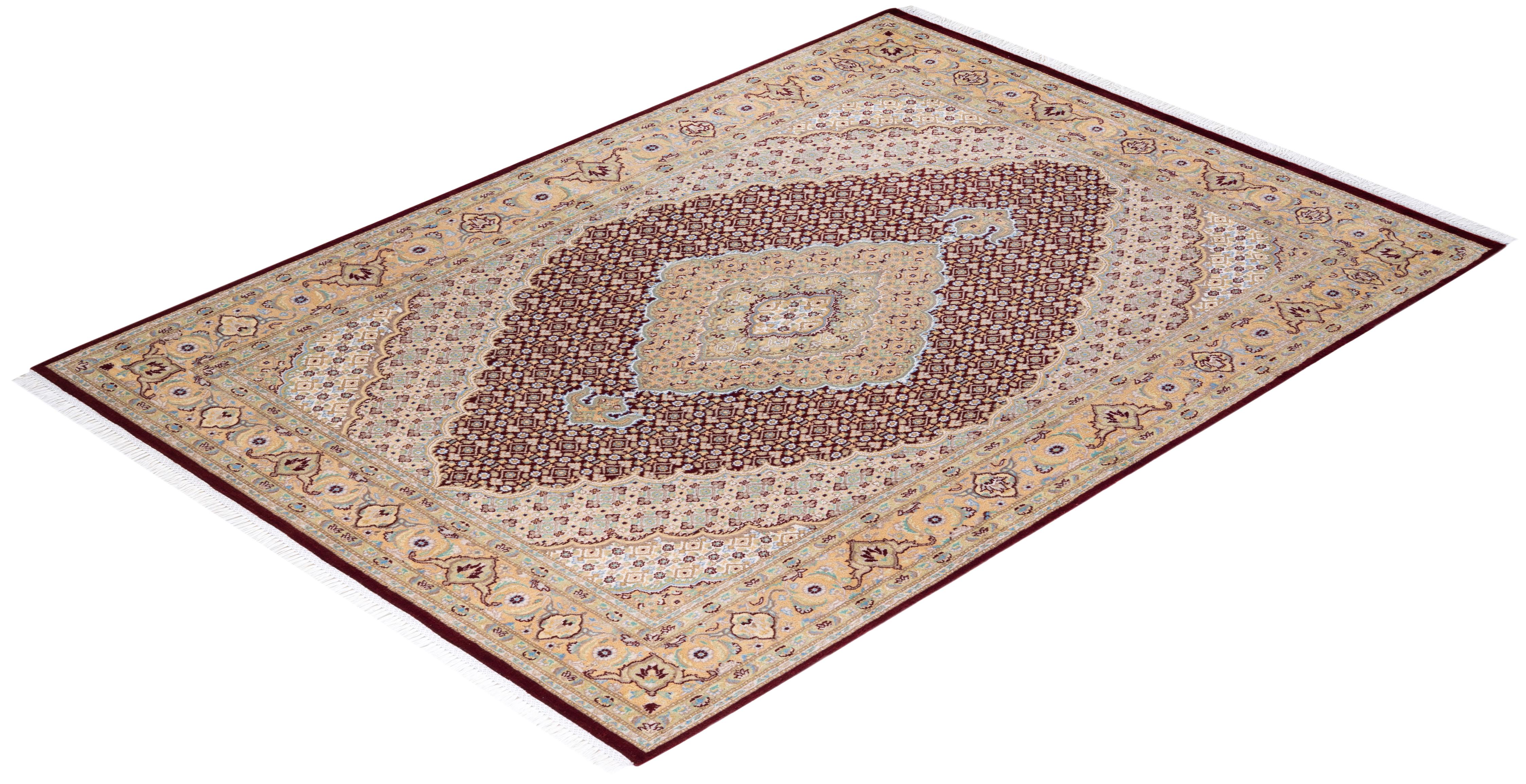 One of a Kind Hand Knotted Traditional Oriental Mogul Orange Area Rug For Sale 2