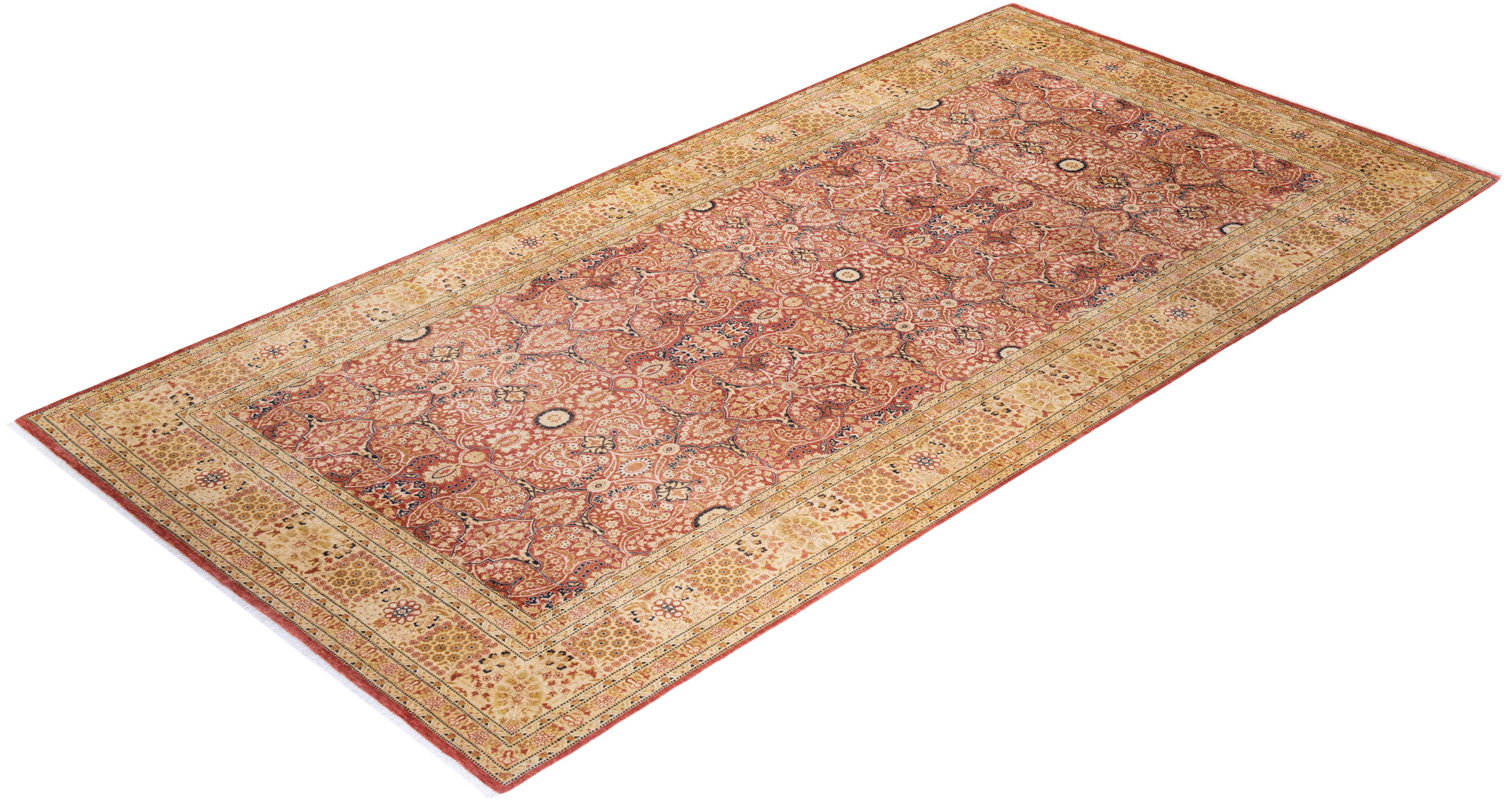 One of a Kind Hand Knotted Traditional Oriental Mogul Orange Area Rug For Sale 2